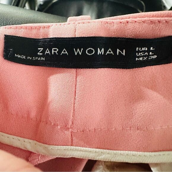 Zara Woman Pink Cropped Wide Leg Pants Size L Barbiecore - Picture 3 of 3
